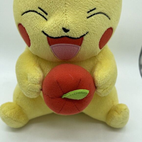 Tomy Pokemon Picachu Plush 10" Laughing w/ Red Apple Stuffed Toy - Picture 2 of 5